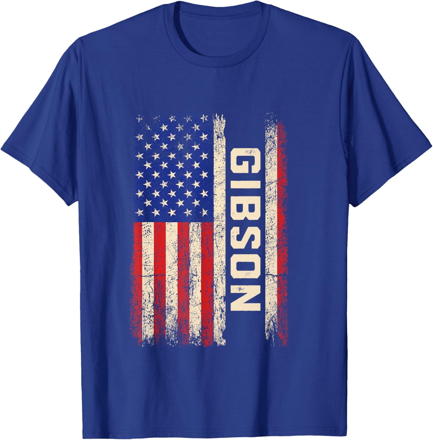 Gibson Last Name Shirt Gibson Name American Flag T-Shirt - T-Shirt | Royal
