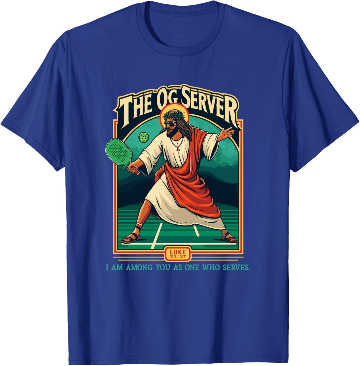 Christian Pickleball Jesus OG Server Religious Player T-Shirt - T-Shirt | Royal