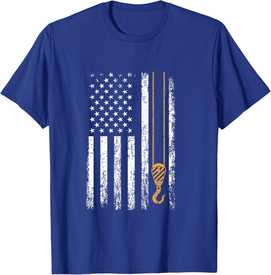 Crane Operator American Flag, Crane Operator T-Shirt - T-Shirt | Royal