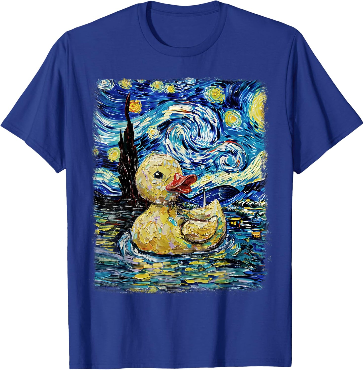 Rubber Duck Ducky Starry Night Painting T-Shirt - T-Shirt | Royal