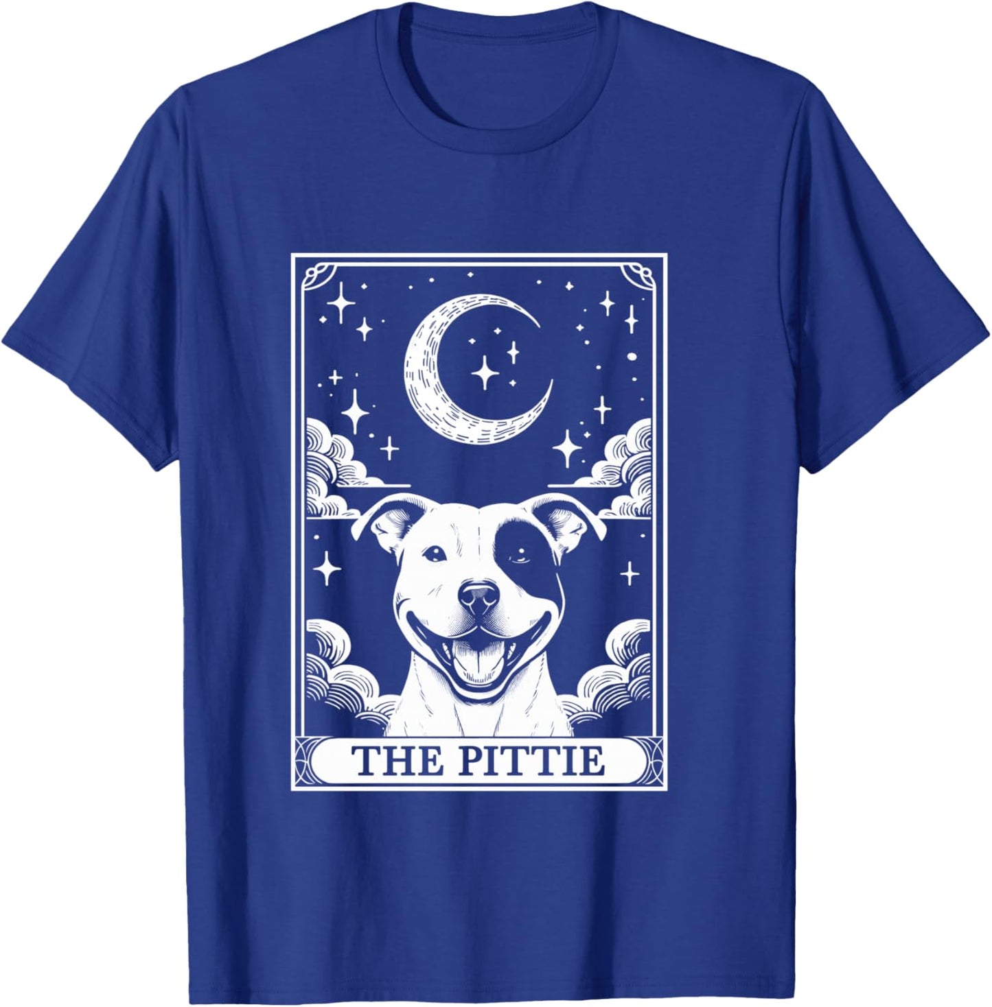 Tarot Card Vintage Crescent Moon Pit Bull Dog Pittie Mom T-Shirt - T-Shirt | Royal