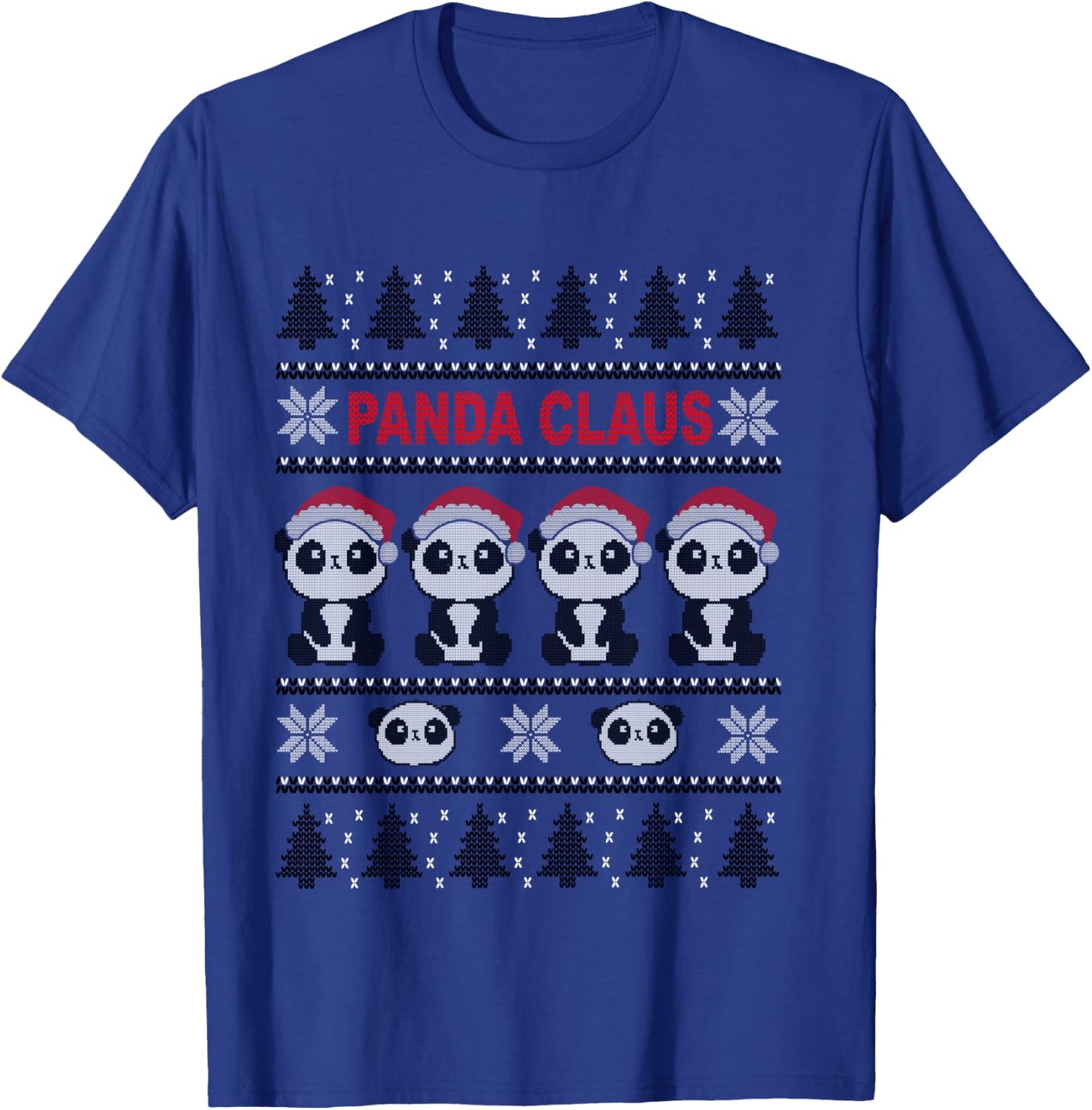 Panda in Santa Hat - Funny Ugly Christmas Panda Claus T-Shirt - T-Shirt | Royal