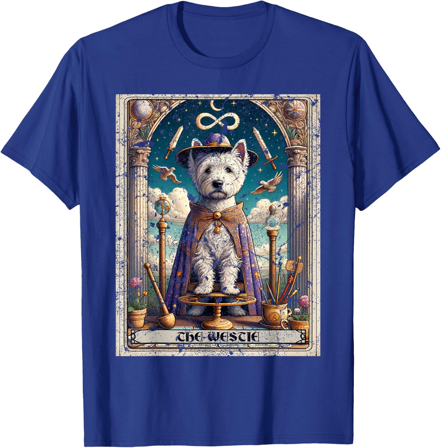 Westie West Highland White Terrier Tarot Card Dog T-Shirt - T-Shirt | Royal