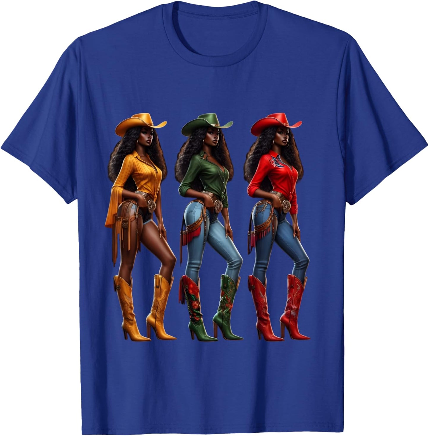 Black Cowgirl Western Rodeo Juneteenth Freedom Afro Women T-Shirt - T-Shirt | Royal