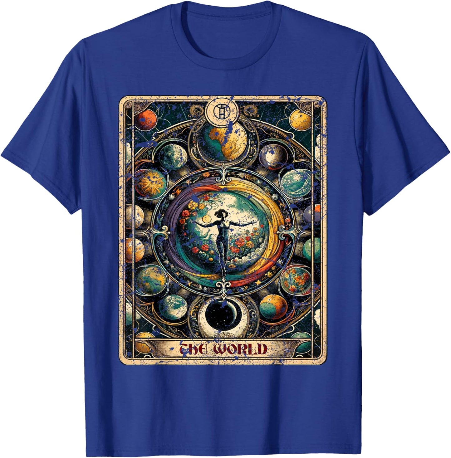Distressed Grunge Worn Out Style The World Tarot Card T-Shirt - T-Shirt | Royal