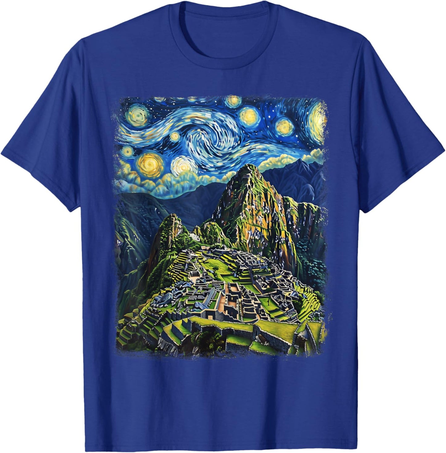 Machu Picchu Peru Inca Starry Night Painting T-Shirt - T-Shirt | Royal