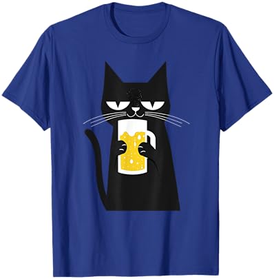Funny Black Cat loves Beer Funny Beer lover Men Women T-Shirt - T-Shirt | Royal