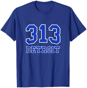 Graphic Apparel Co. Detroit Area Code 313 - Hometown Pride - Classic T-Shirt - T-Shirt | Royal