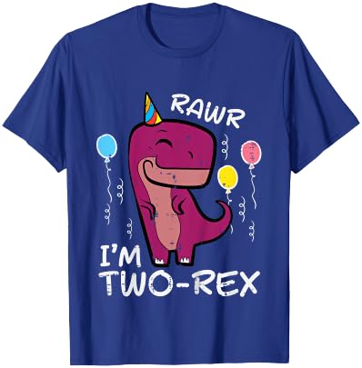 Kids 2nd Birthday Trex Rawr Im Two Rex 2 Year Old Toddler Boys T-Shirt - T-Shirt | Royal