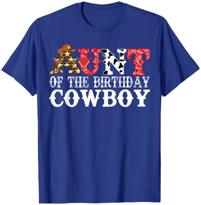 Aunt 1st First Birthday Cowboy Western Rodeo Party Matching T-Shirt - T-Shirt | Royal