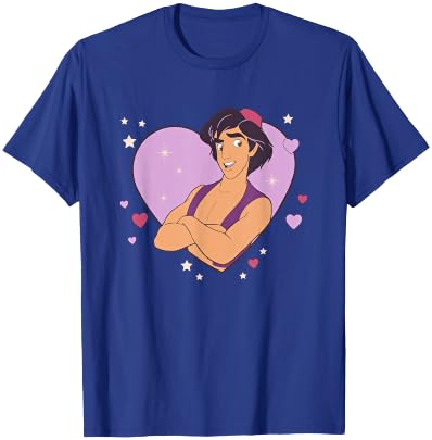 Disney Aladdin Valentine's Day Heart Shape Big Chest Poster T-Shirt - T-Shirt | Royal