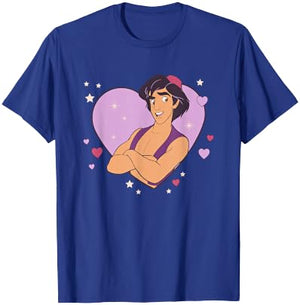 Disney Aladdin Valentine's Day Heart Shape Big Chest Poster T-Shirt - T-Shirt | Royal