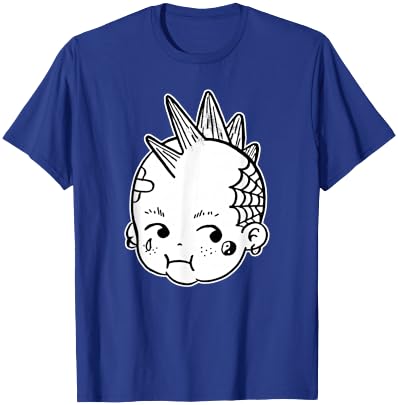 Kewpie Baby Punk Rocker Mohawk Blackwork T-Shirt - T-Shirt | Royal