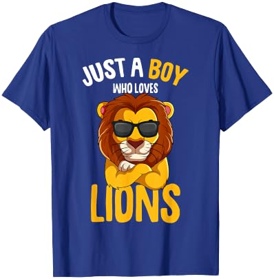 Just a Boy who loves Lions Toddler Boy Kids Lion T-Shirt - T-Shirt | Royal