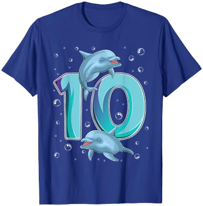 10 Year Old Dolphin 10th Birthday Girl Party Dolphin Lover T-Shirt - T-Shirt | Royal