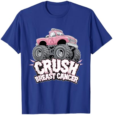 Crush Breast Cancer Pink Ribbon Adult Toddler Monster Truck T-Shirt - T-Shirt | Royal