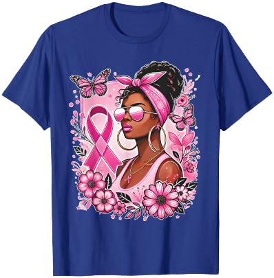Breast cancer awareness African American support Wear Pink T-Shirt - T-Shirt | Royal
