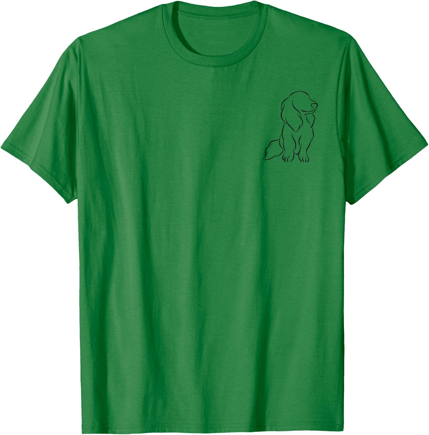 Long haired Dachshund Line Art cute Doxie Wiener Dog Men Women T-Shirt - T-Shirt | Irish Green