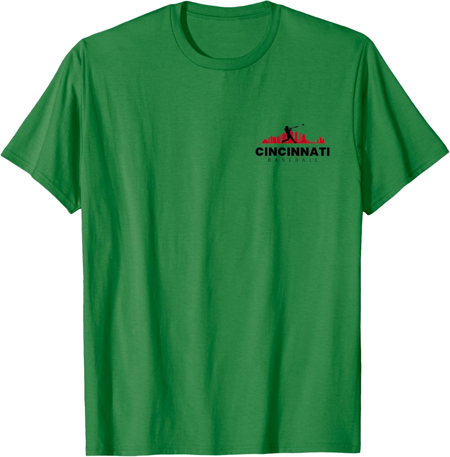 Cincinnati Baseball Minimalist City Skyline Baseball Lover T-Shirt - T-Shirt | Irish Green