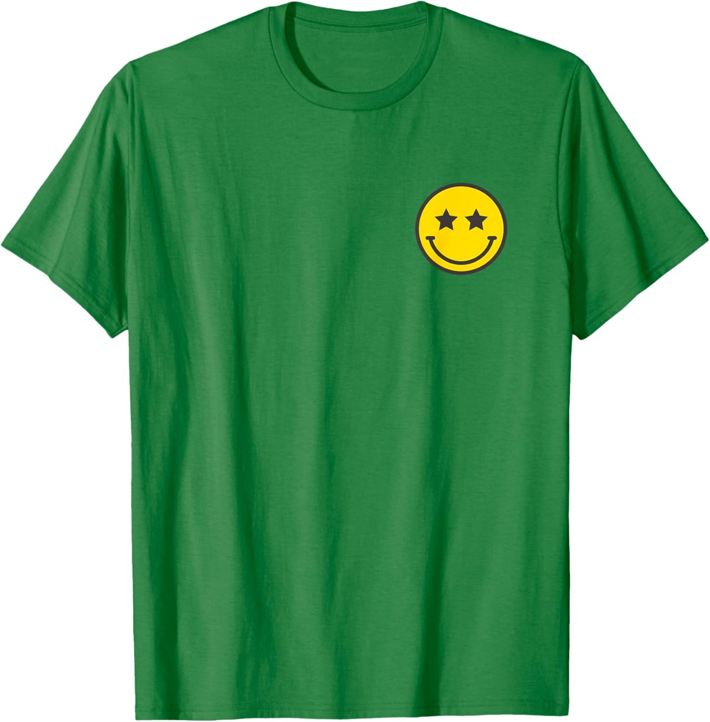 Minimalist Star Eyes Happy Smiling Smile Face Pocket Logo T-Shirt - T-Shirt | Irish Green