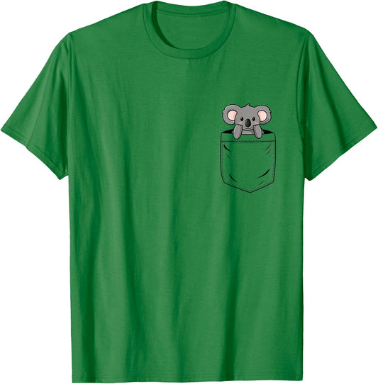 Koala Lovers Cute Funny Koala In Pocket T-Shirt - T-Shirt | Irish Green