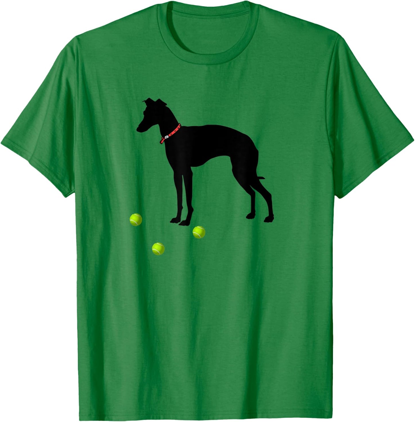Italian Greyhound Dog Plays Fetch Yellow Tennis Balls Gift Men Women Kids T-Shirt - T-Shirt | Irish Green