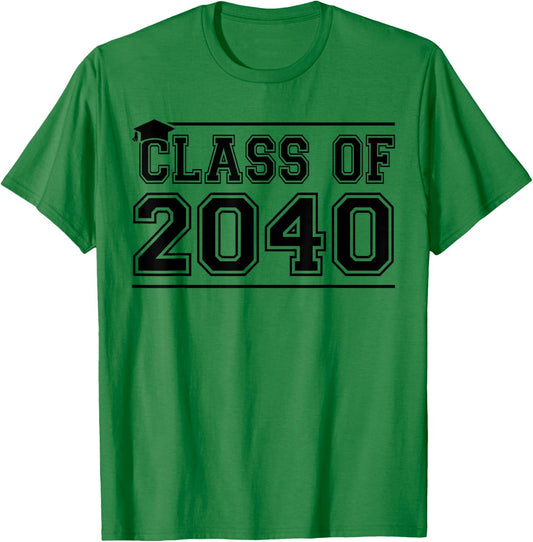Class of 2040 Grow With Me Handprints On Back K to 12 Grade T-Shirt - T-Shirt | Irish Green