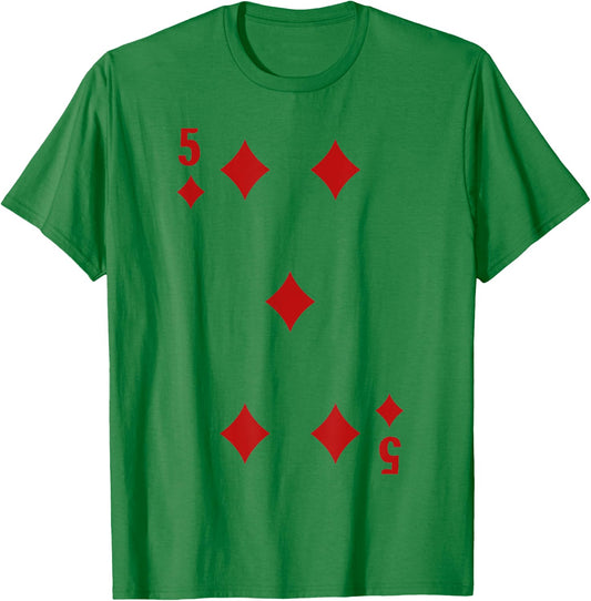 5 of Diamonds Playing Cards Halloween Costume Group Matching T-Shirt - T-Shirt | Irish Green