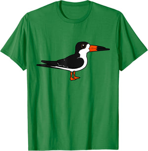 Cute Cartoon Black Skimmer Unique Shorebird Birdorable Bird T-Shirt - T-Shirt | Irish Green
