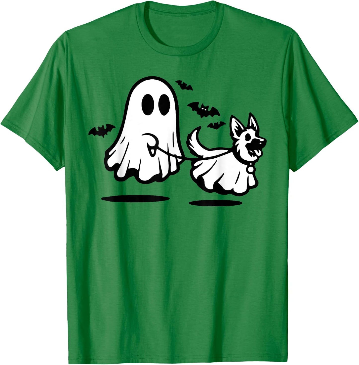 German Shepherd Ghost Walking Dog T-Shirt - T-Shirt | Irish Green
