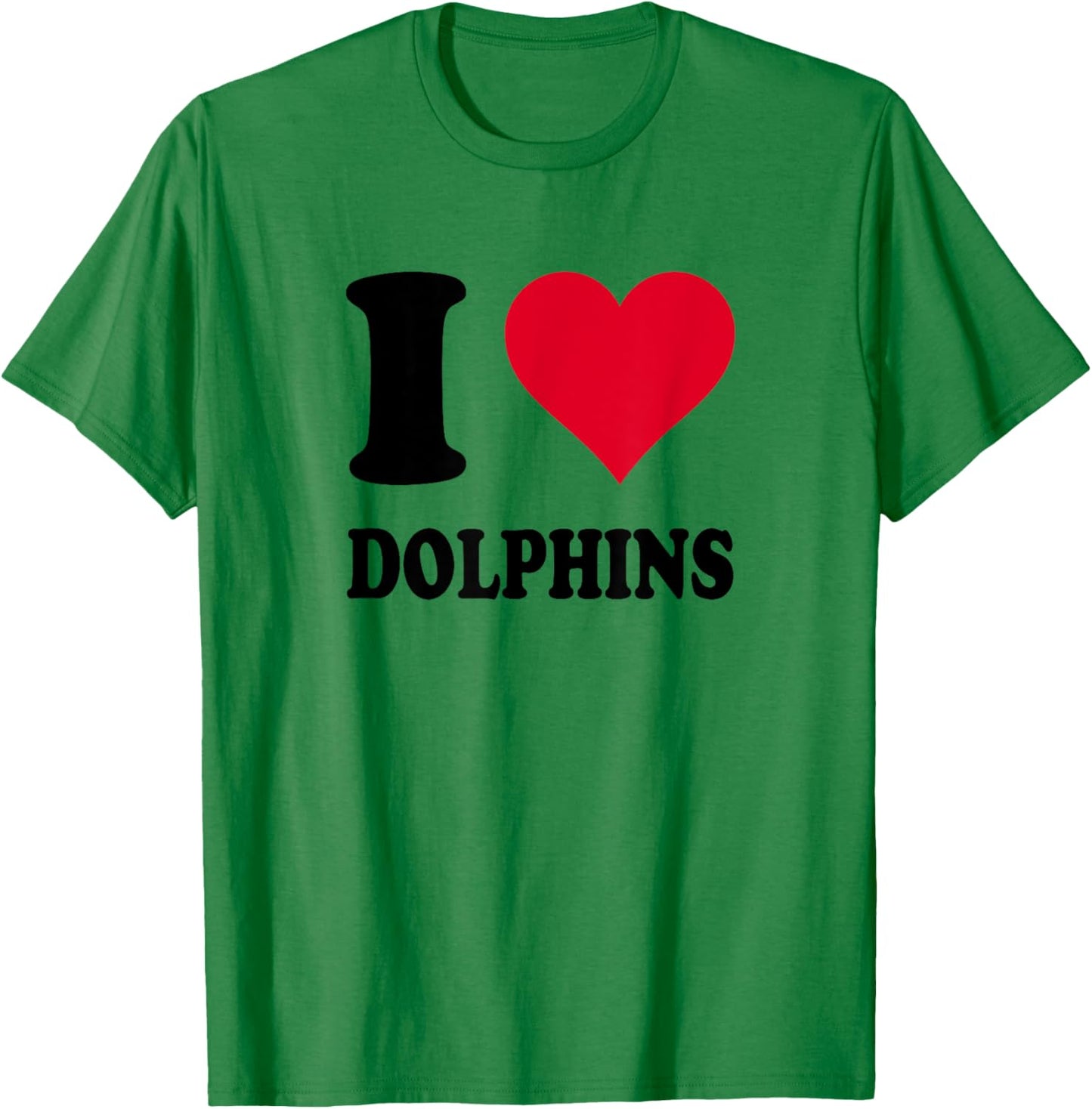Red Heart I Love Dolphins T-Shirt - T-Shirt | Irish Green