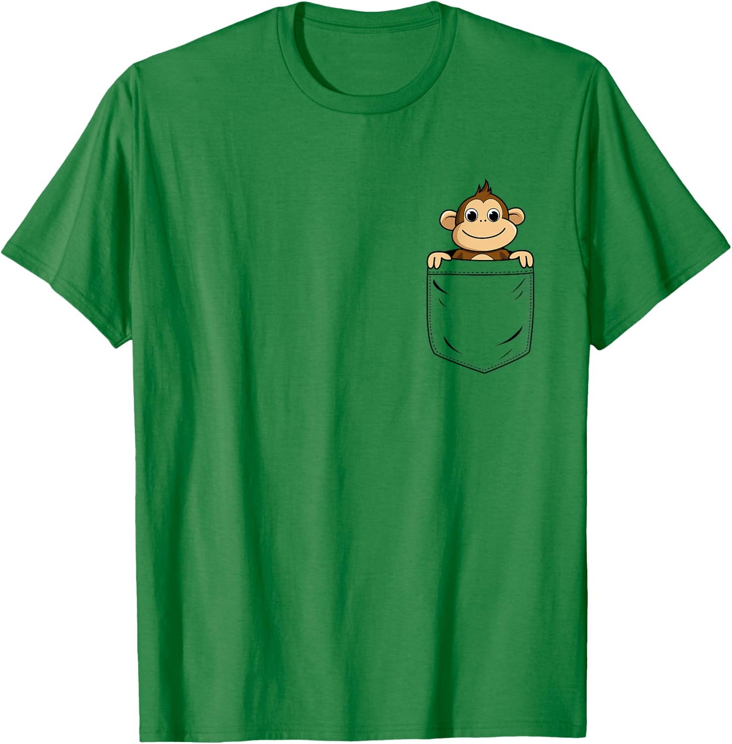 Monkey Lovers Cute Funny Monkey In Pocket T-Shirt - T-Shirt | Irish Green