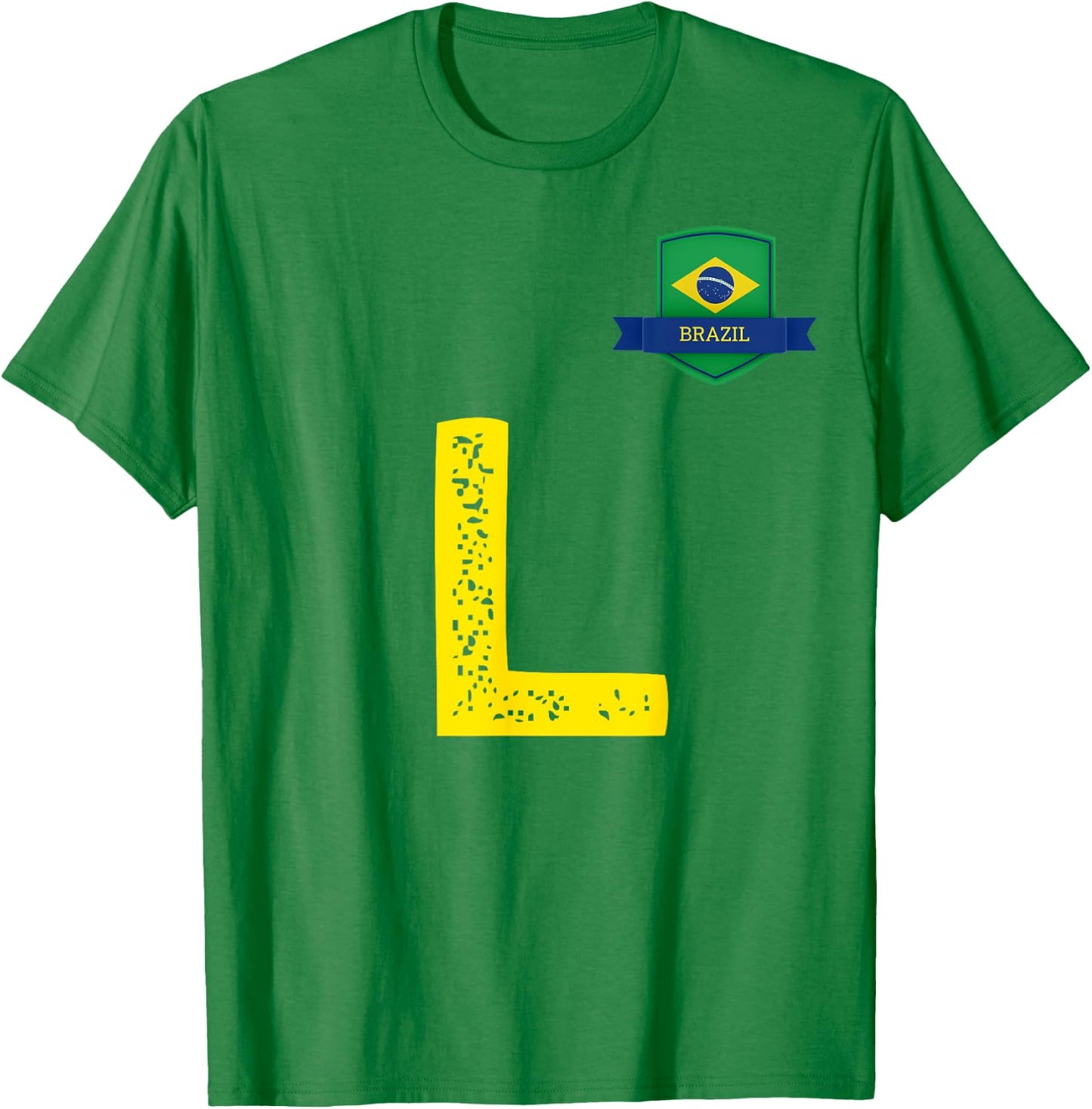 Brazil Human-Flag Letter L Brazil T-Shirt - T-Shirt | Irish Green
