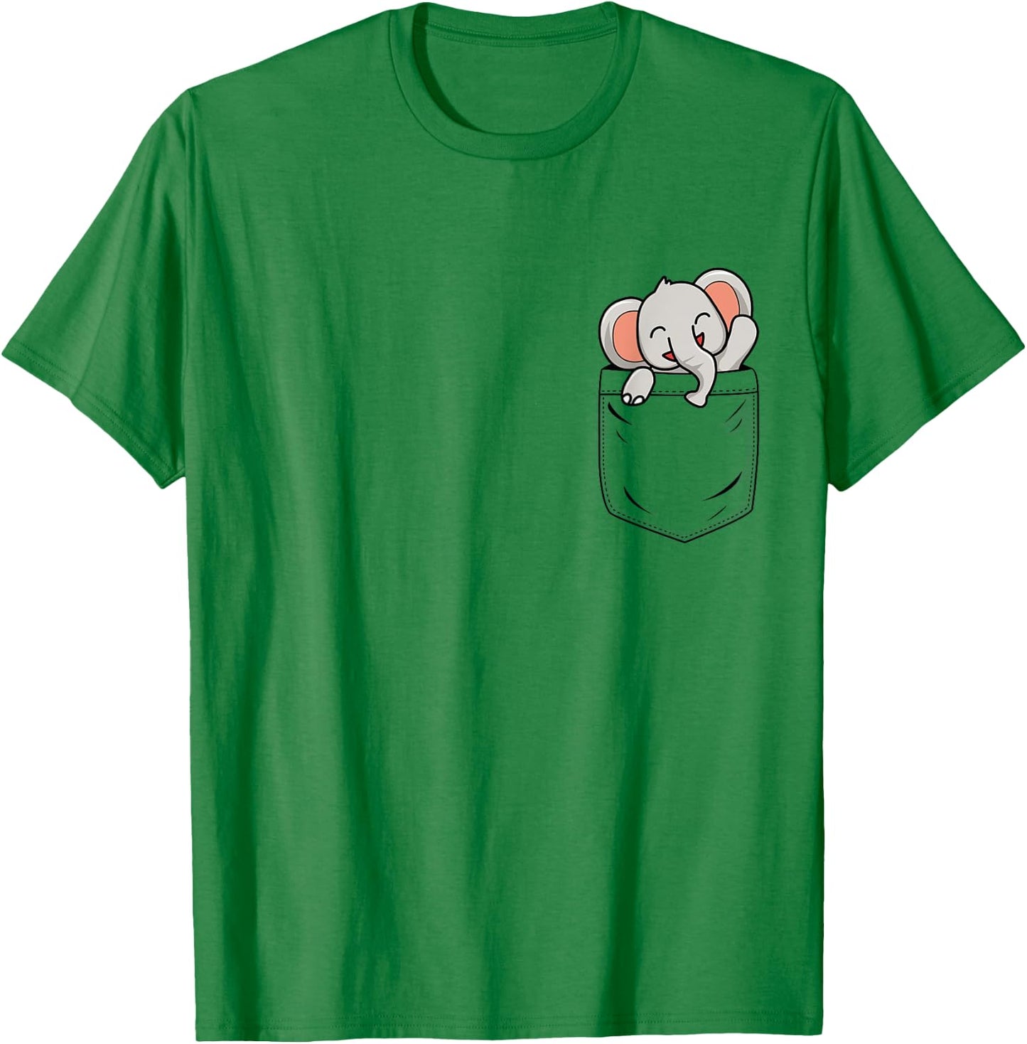 Elephant Lovers Cute Funny Elephant In Pocket T-Shirt - T-Shirt | Irish Green