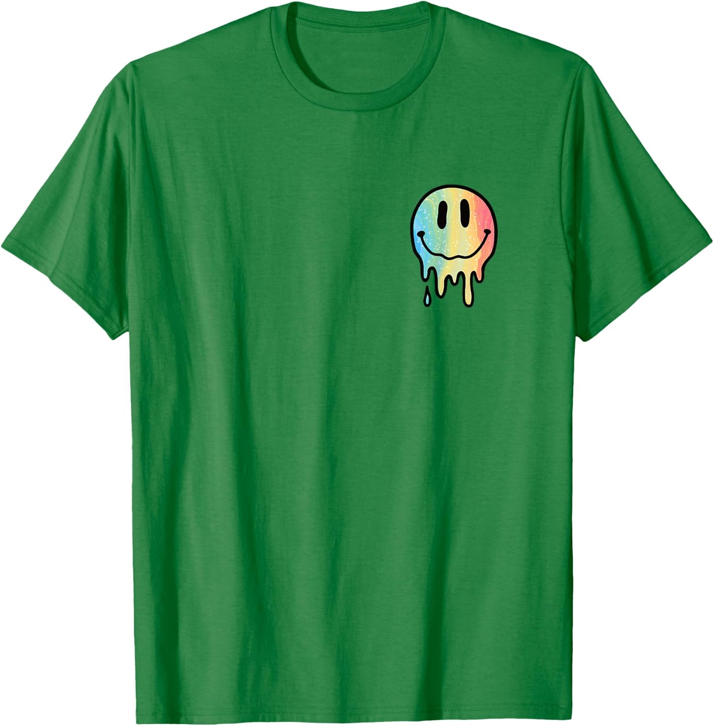Melted Dripping Happy Face Rainbow Melting Smile Face Kids T-Shirt - T-Shirt | Irish Green