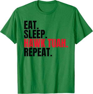 Retro Eat Sleep Hawk Tuah Repeat Funny Viral Election T-Shirt - T-Shirt | Irish Green