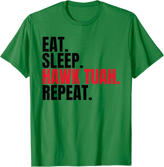 Retro Eat Sleep Hawk Tuah Repeat Funny Viral Election T-Shirt - T-Shirt | Irish Green