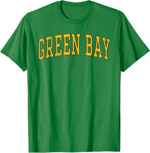 Green Bay Vintage Distressed Arched Text Men Women Green bay T-Shirt - T-Shirt | Irish Green