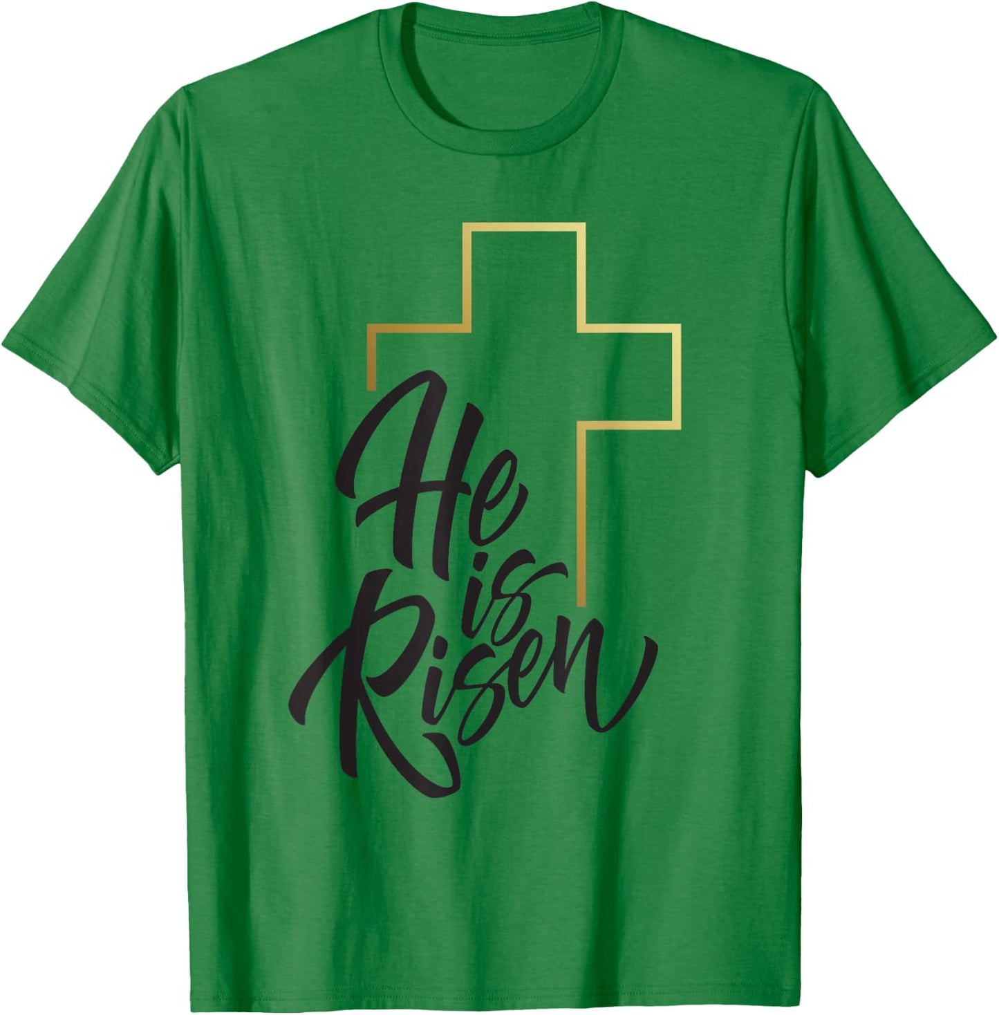 Happy Easter Shirt He Is Risen Jesus Cross Scripture Matthew T-Shirt - T-Shirt | Irish Green