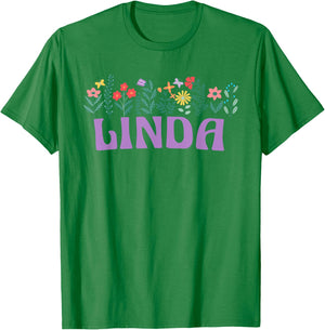 Wildflower Floral Linda First Name Mother's Day Women T-Shirt - T-Shirt | Irish Green