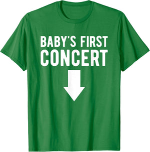 Baby's First Concert Mom To Be Funny Baby Shower Pregnancy T-Shirt - T-Shirt | Irish Green