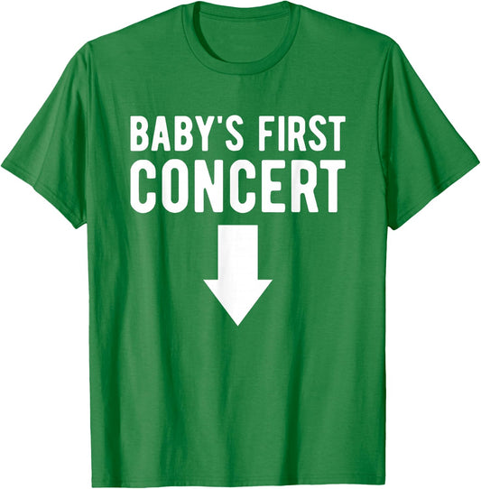 Baby's First Concert Mom To Be Funny Baby Shower Pregnancy T-Shirt - T-Shirt | Irish Green