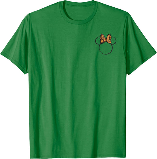 Disney Minnie Mouse Leopard Print Bow Pocket Minnie Ears T-Shirt - T-Shirt | Irish Green