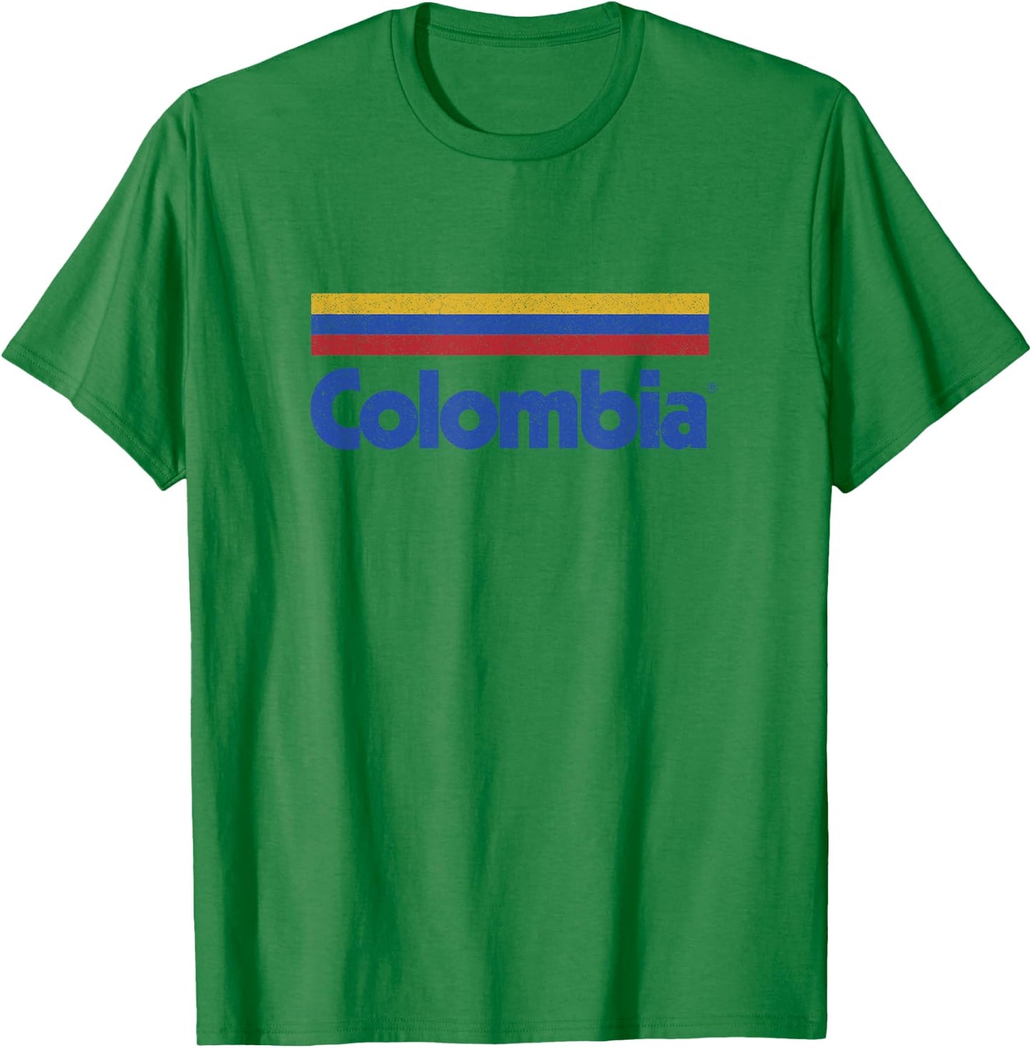 Retro Colombia Flag Vintage Colombian Pride Yellow Colombia T-Shirt - T-Shirt | Irish Green