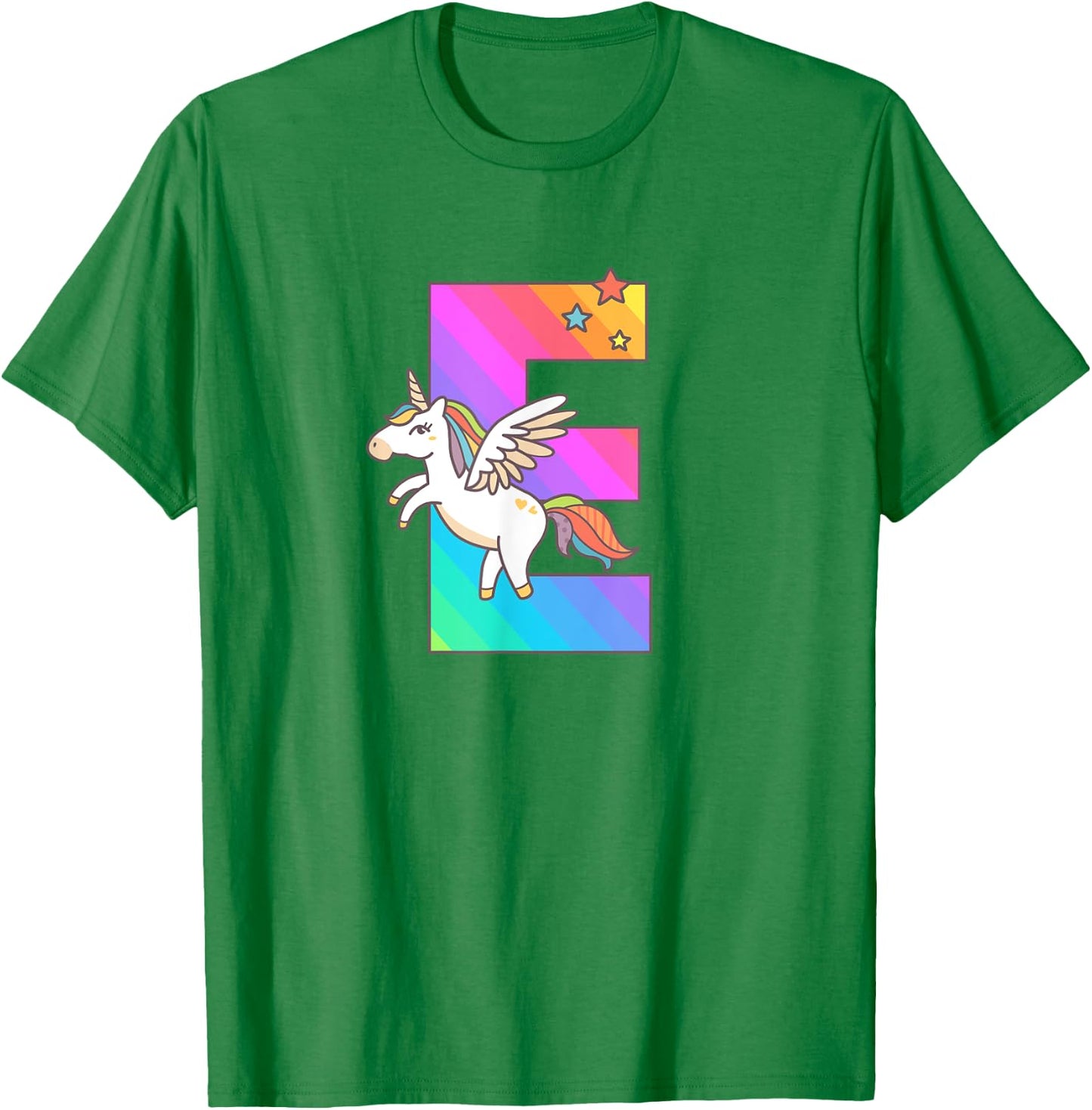 Unicorn Monogram Letter E Initial Cute Girls Birthday Gift T-Shirt - T-Shirt | Irish Green