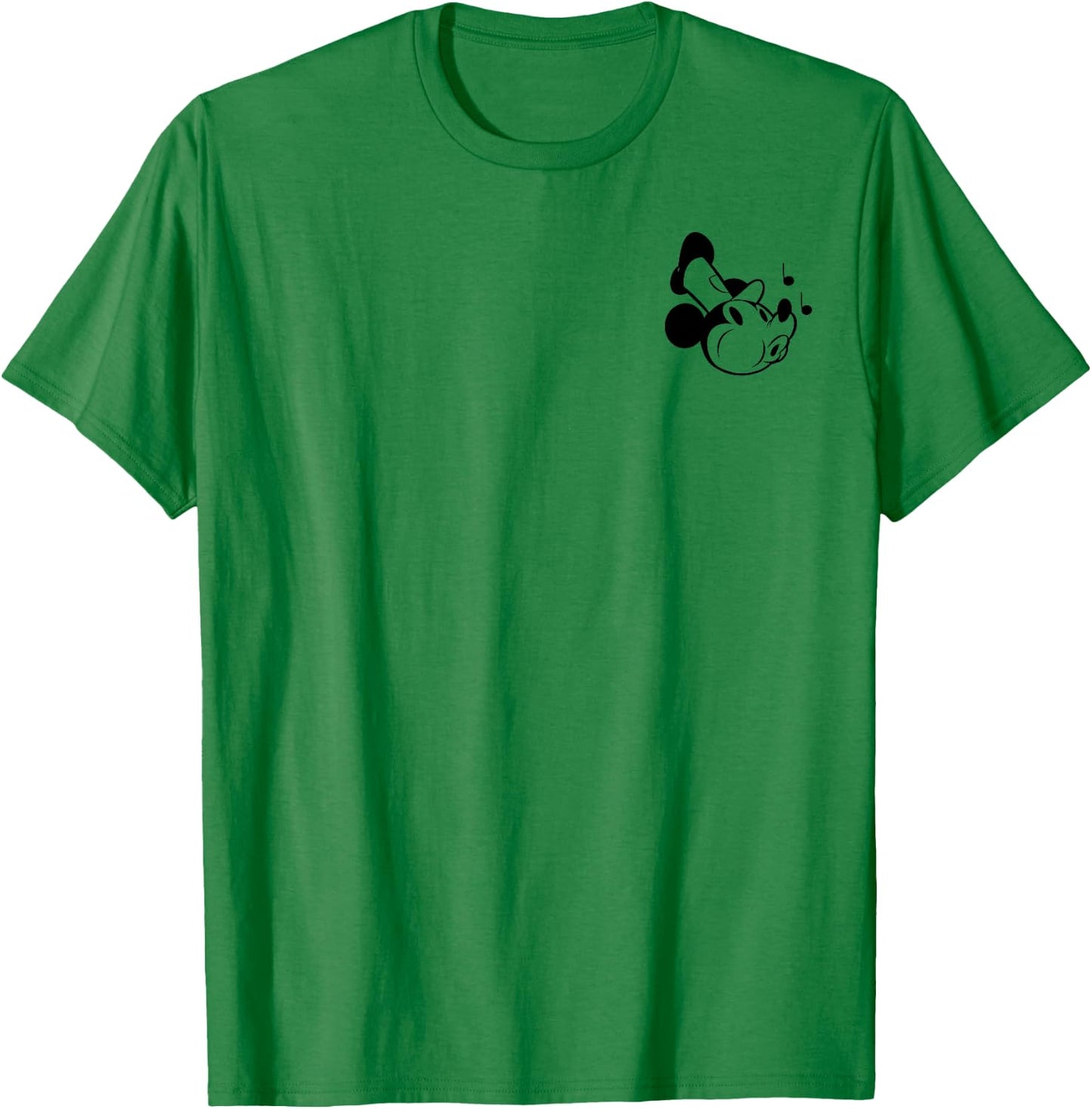 Disney Steamboat Willie Retro Mickey Small Chest Pocket Logo T-Shirt - T-Shirt | Irish Green