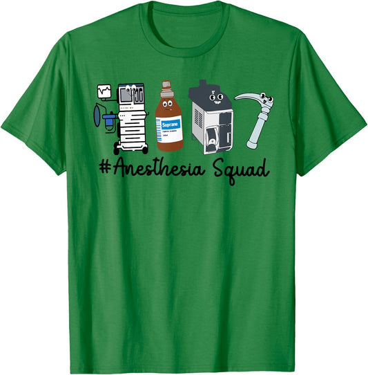 Funny Anesthesia Tech, Anesthesia Squad Goals CRNA Anesthesi T-Shirt - T-Shirt | Irish Green