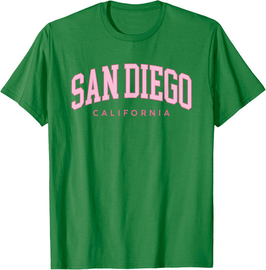 San Diego California Retro Preppy Throwback Pink Girls T-Shirt - T-Shirt | Irish Green