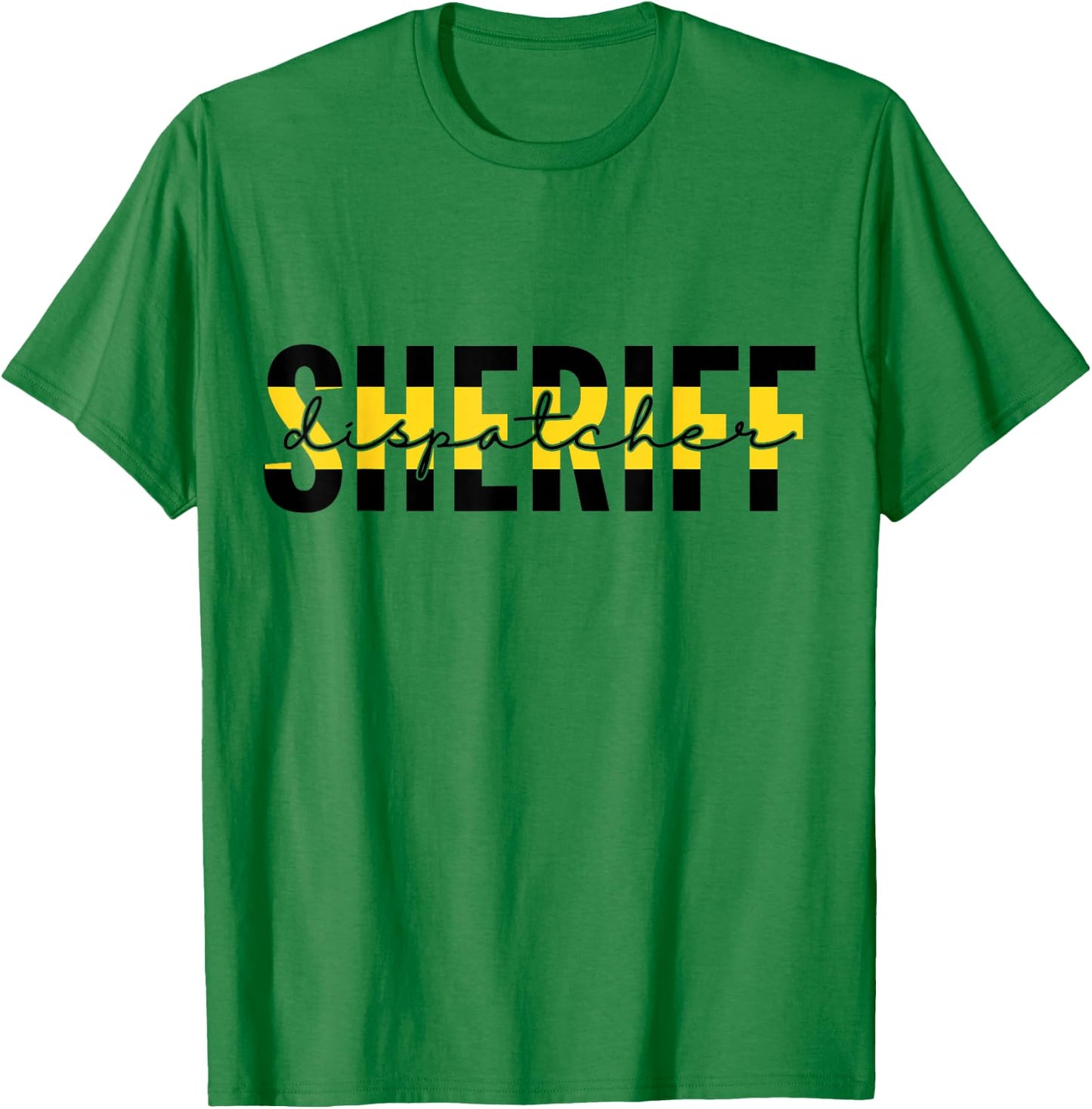 Proud Sheriff Dispatcher Thin Gold Line 911 Dispatch T-Shirt - T-Shirt | Irish Green