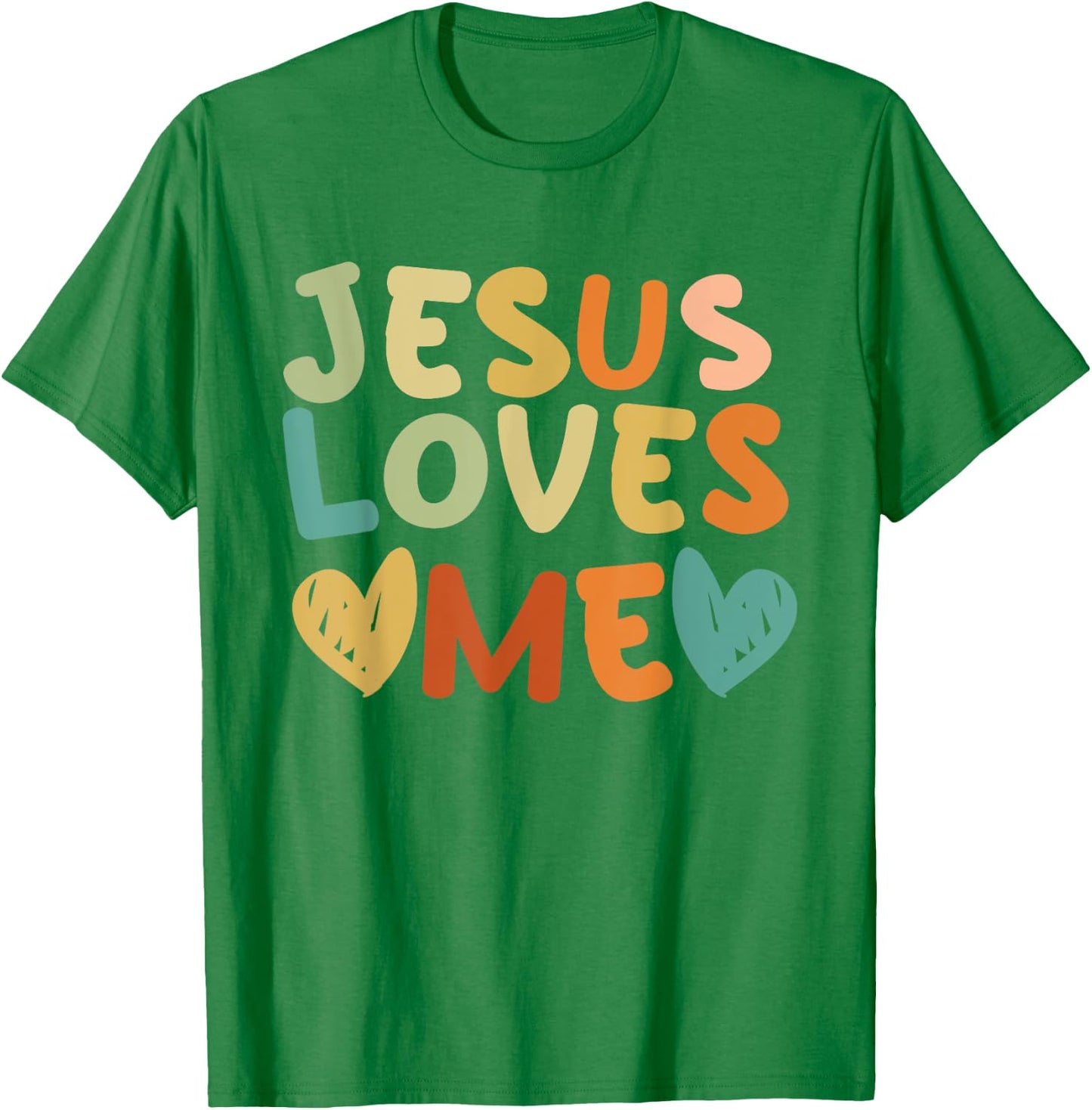 Groovy Jesus Loves Me Biblical Christian Church Retro T-Shirt - T-Shirt | Irish Green